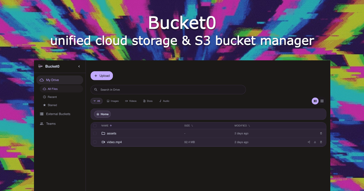 Bucket0 — unified cloud storage and S3 bucket manager